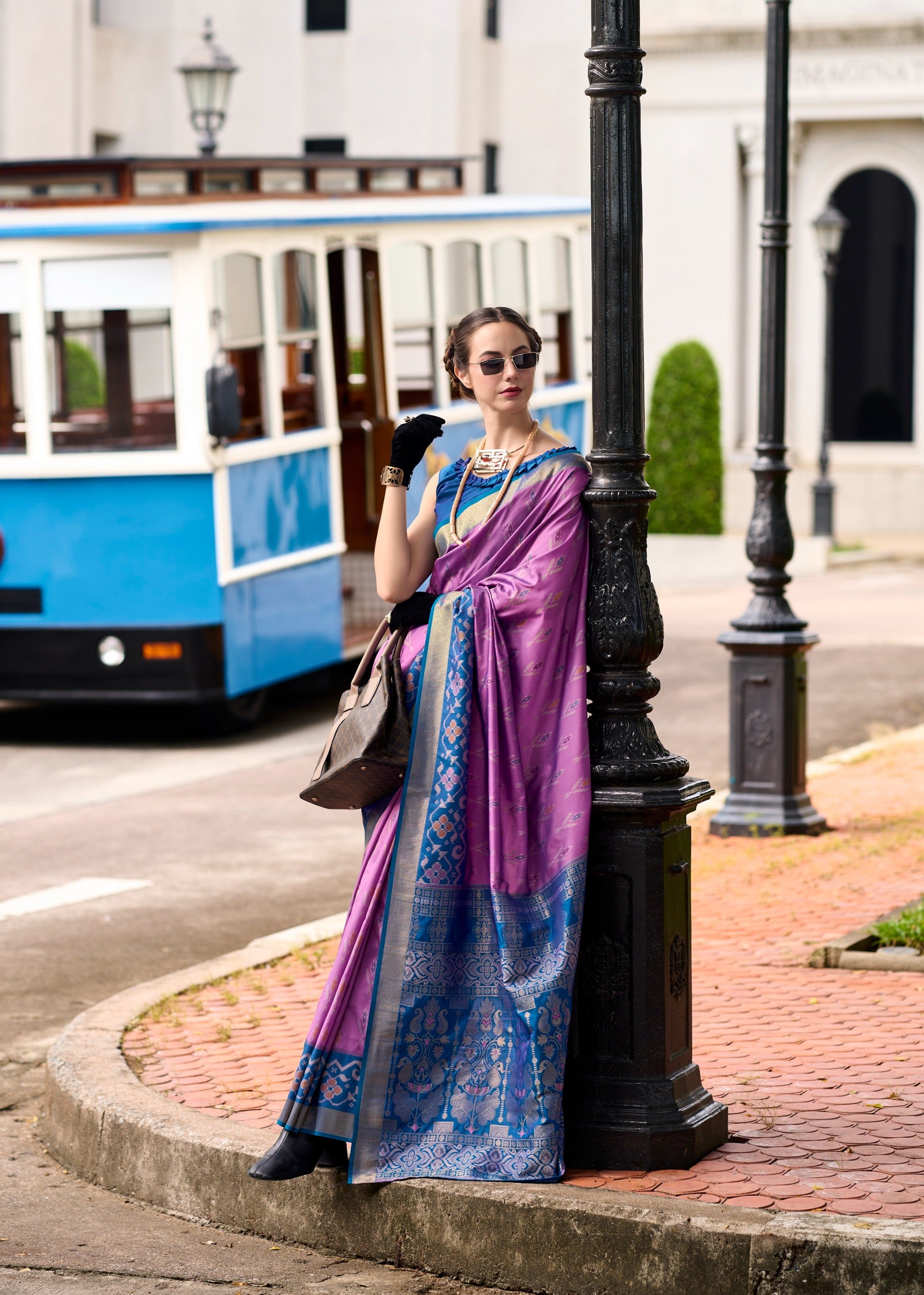 Ethnic Motifs Woven Design Zari Pure Silk Ikat Saree