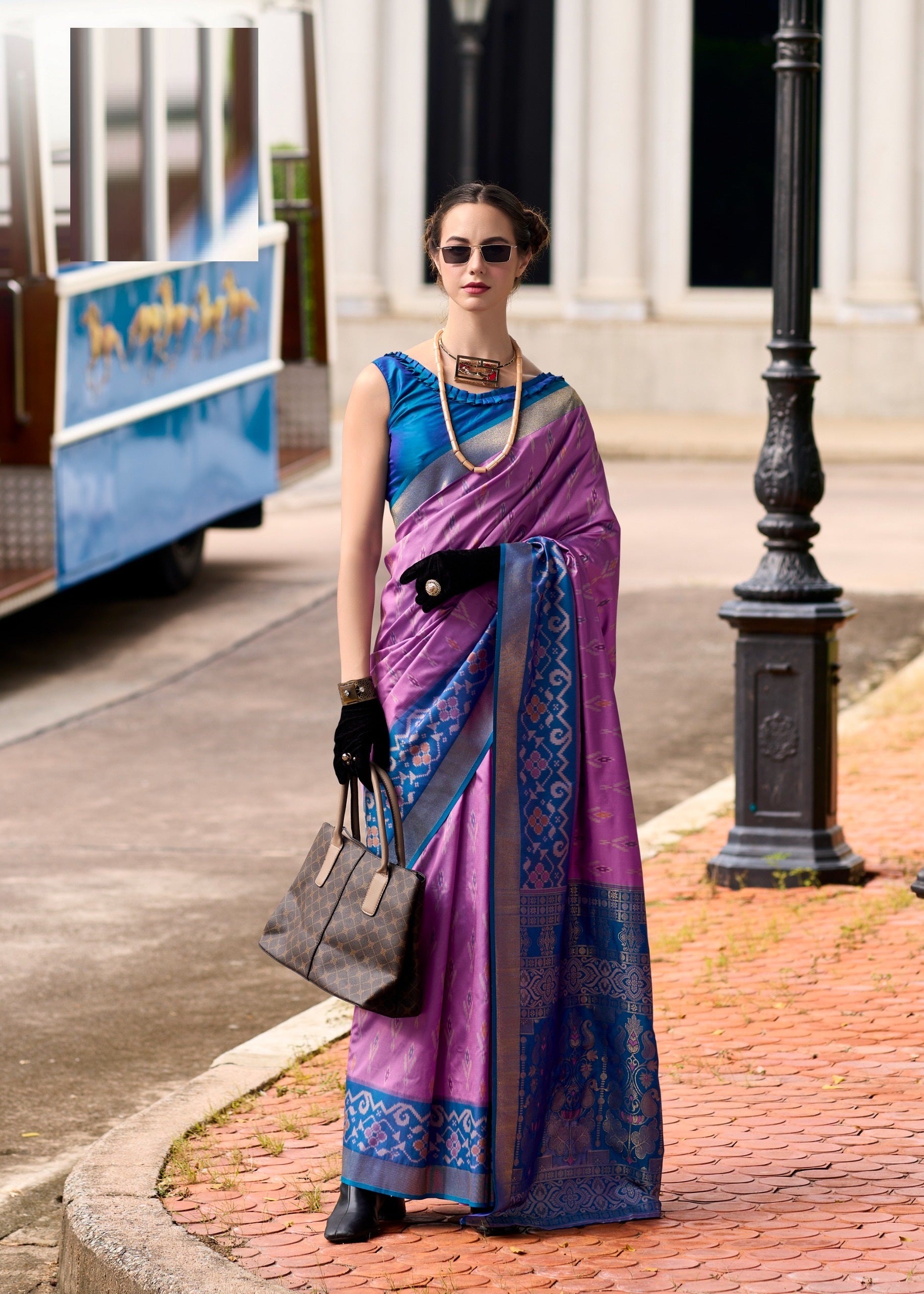 Ethnic Motifs Woven Design Zari Pure Silk Ikat Saree