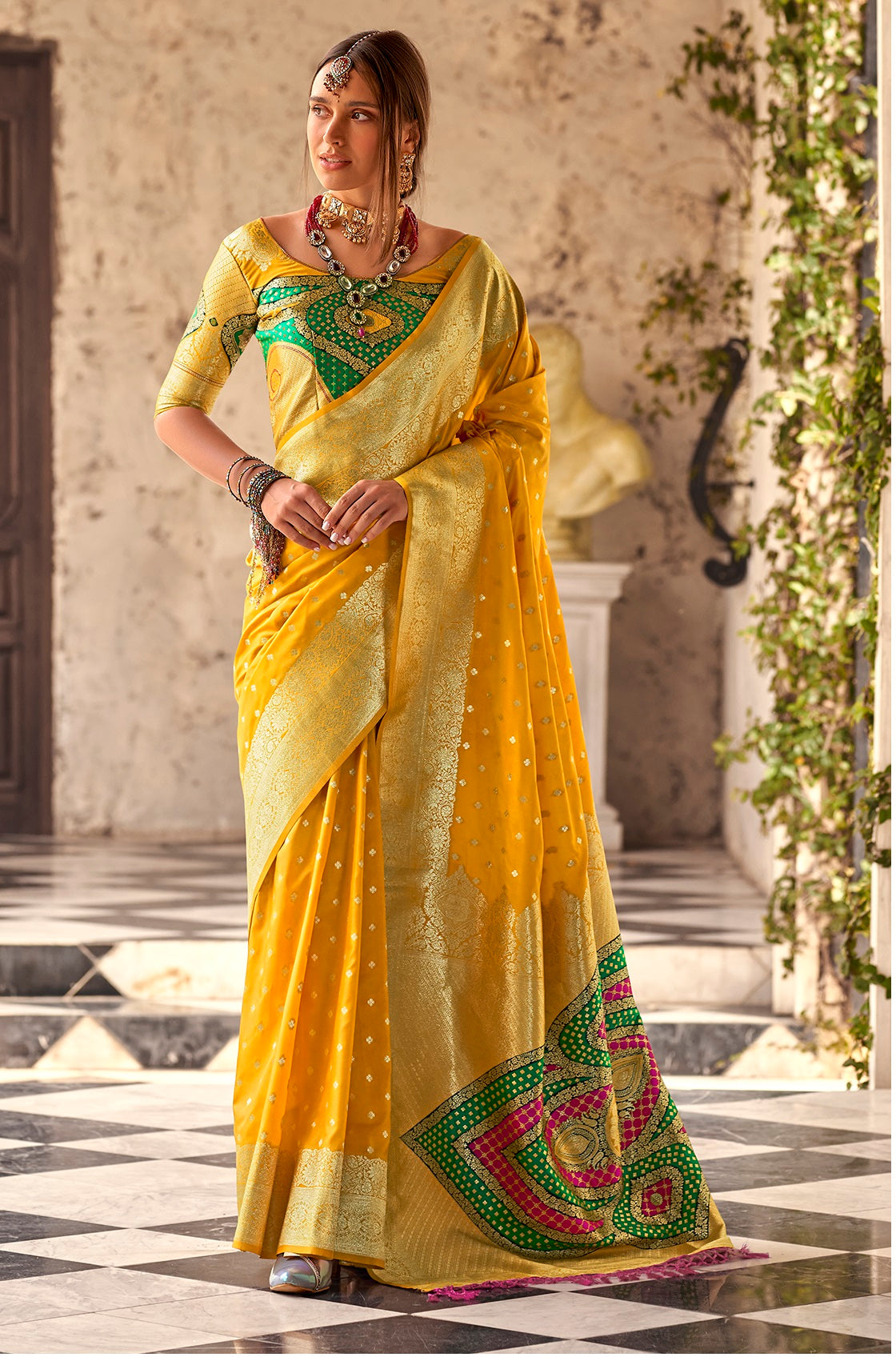Ethnic Motifs Woven Design Zari Pure Silk Banarasi Saree