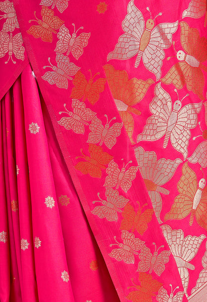 Ethnic Motifs Woven Design Zari Pure Silk Banarasi Saree