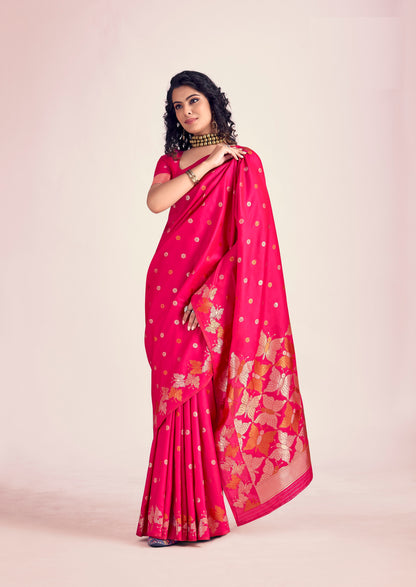 Ethnic Motifs Woven Design Zari Pure Silk Banarasi Saree