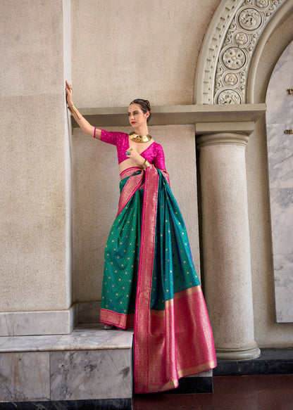 Ethnic Motifs Woven Design Zari Pure Silk Kanjeevaram Saree