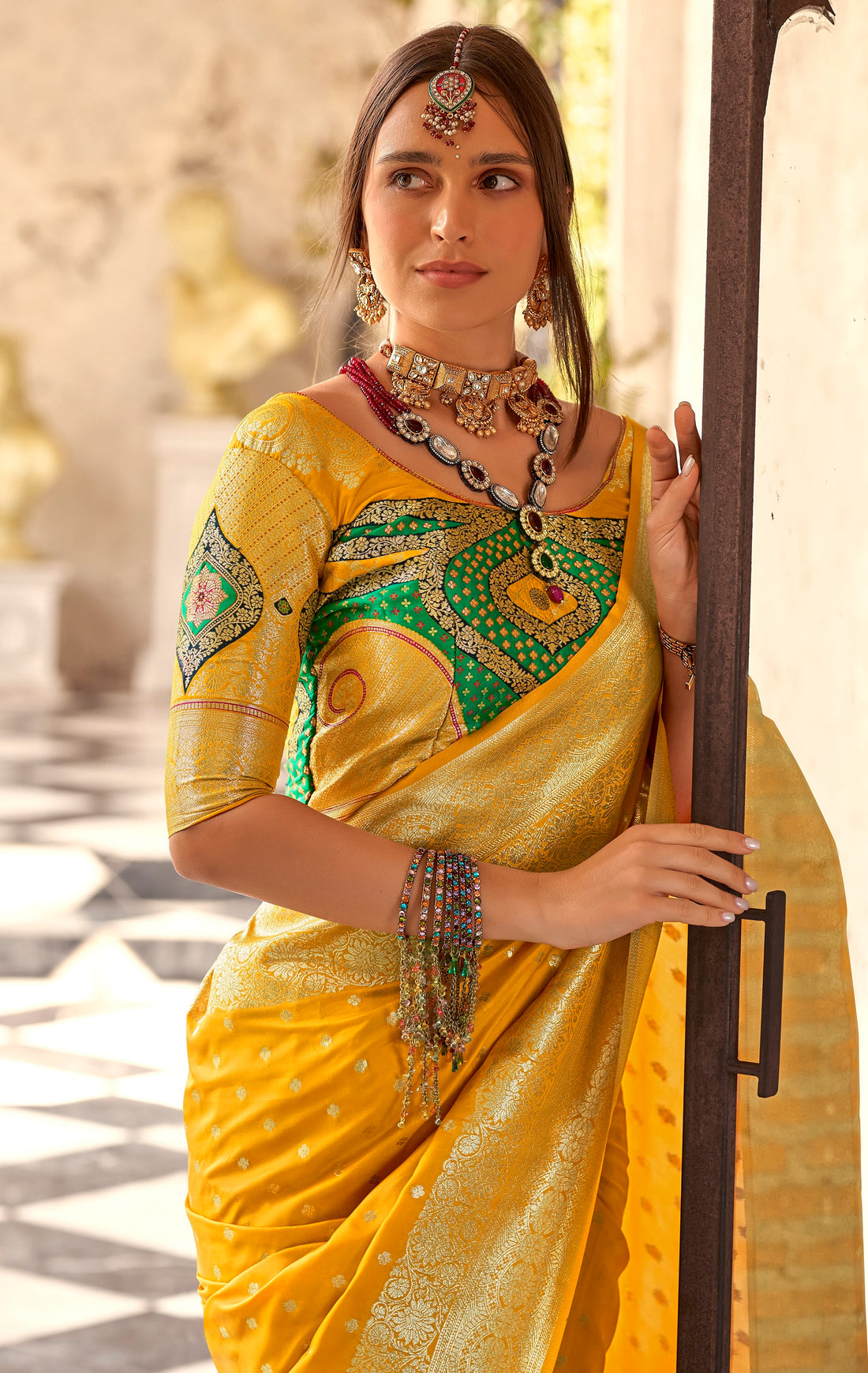 Ethnic Motifs Woven Design Zari Pure Silk Banarasi Saree