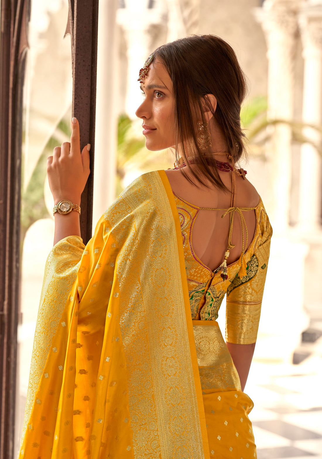 Ethnic Motifs Woven Design Zari Pure Silk Banarasi Saree