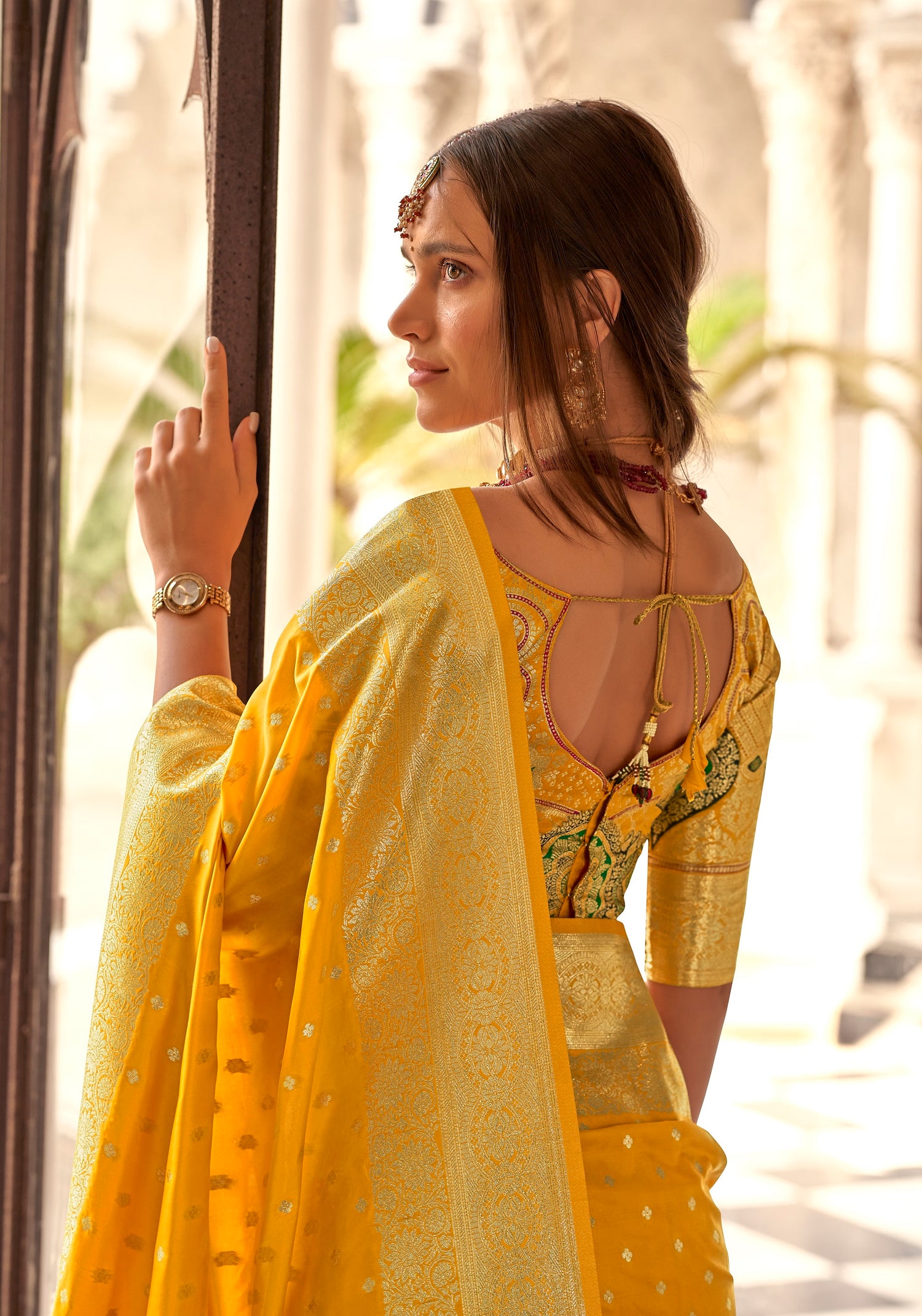 Ethnic Motifs Woven Design Zari Pure Silk Banarasi Saree