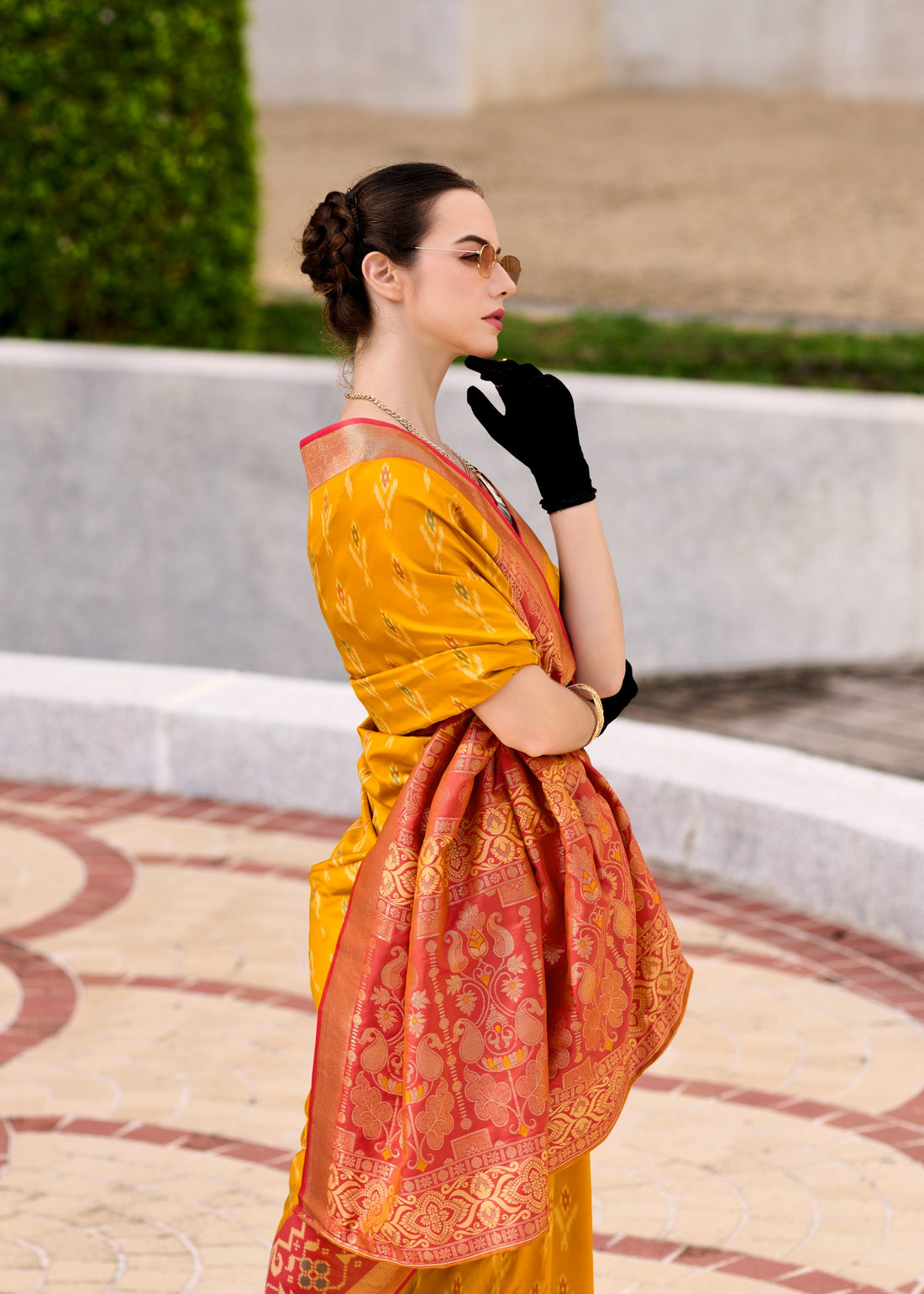 Ethnic Motifs Zari Pure Silk Ikat Saree