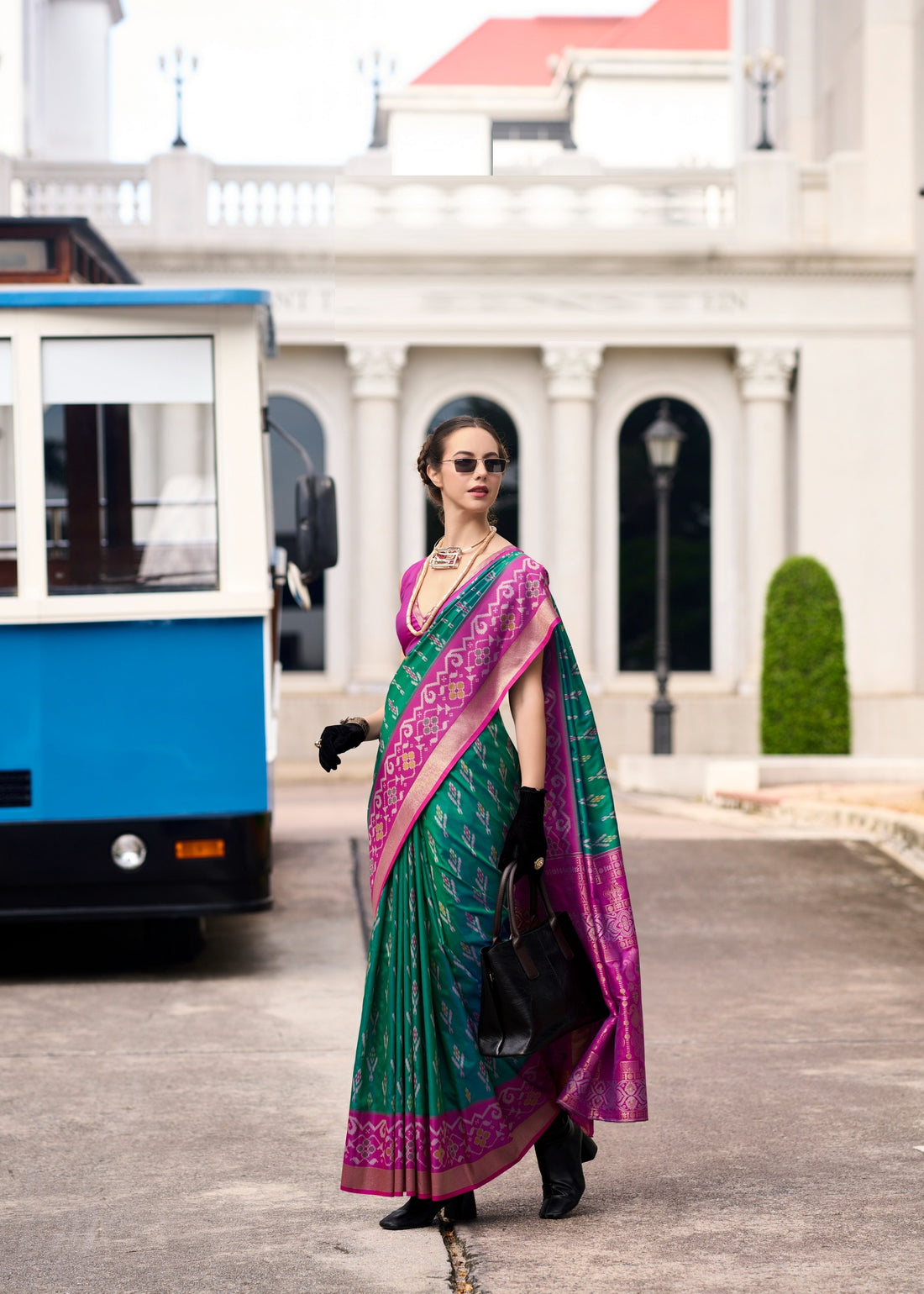 Ethnic Motifs Woven Design Zari Pure Silk Ikat Saree