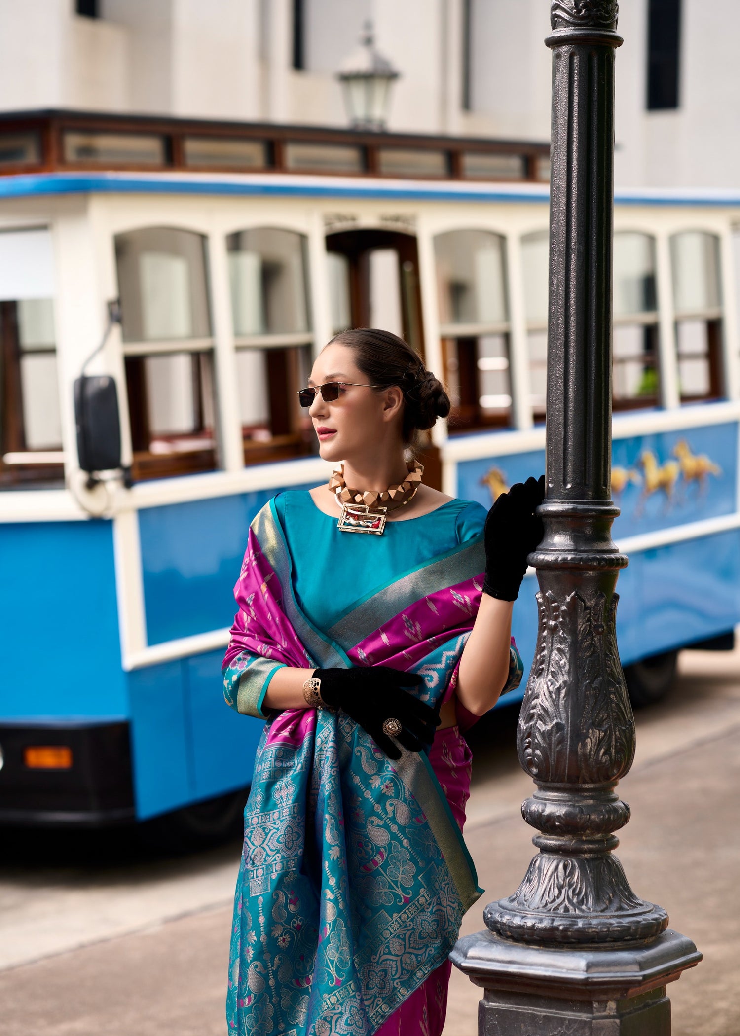 Ethnic Motifs Woven Design Zari Pure Silk Ikat Saree