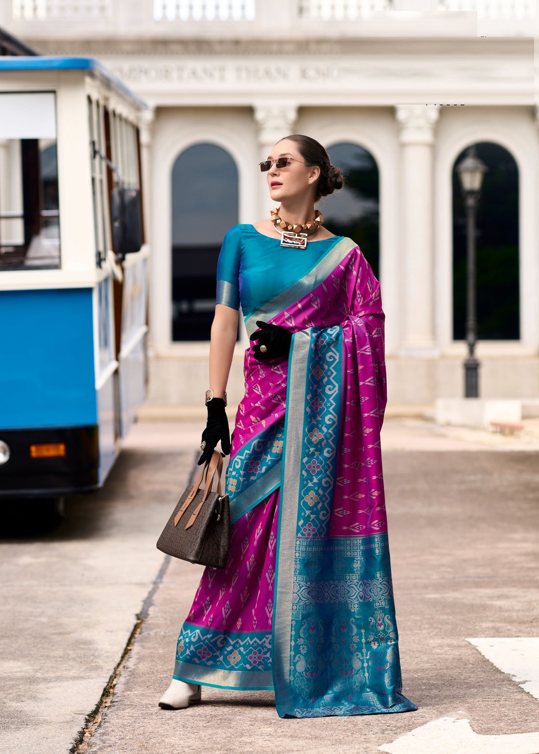 Ethnic Motifs Woven Design Zari Pure Silk Ikat Saree