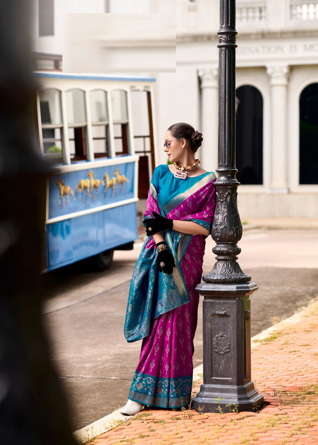 Ethnic Motifs Woven Design Zari Pure Silk Ikat Saree
