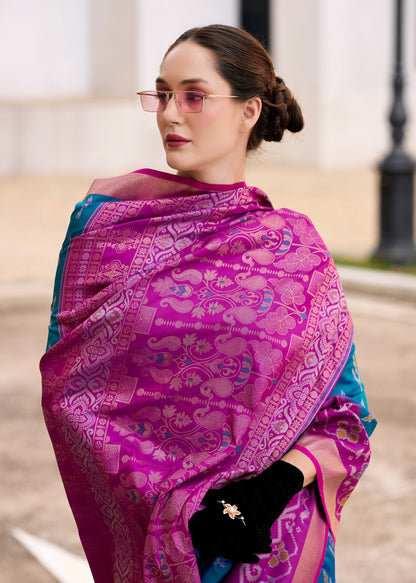 Ethnic Motifs Zari Pure Silk Ikat Saree