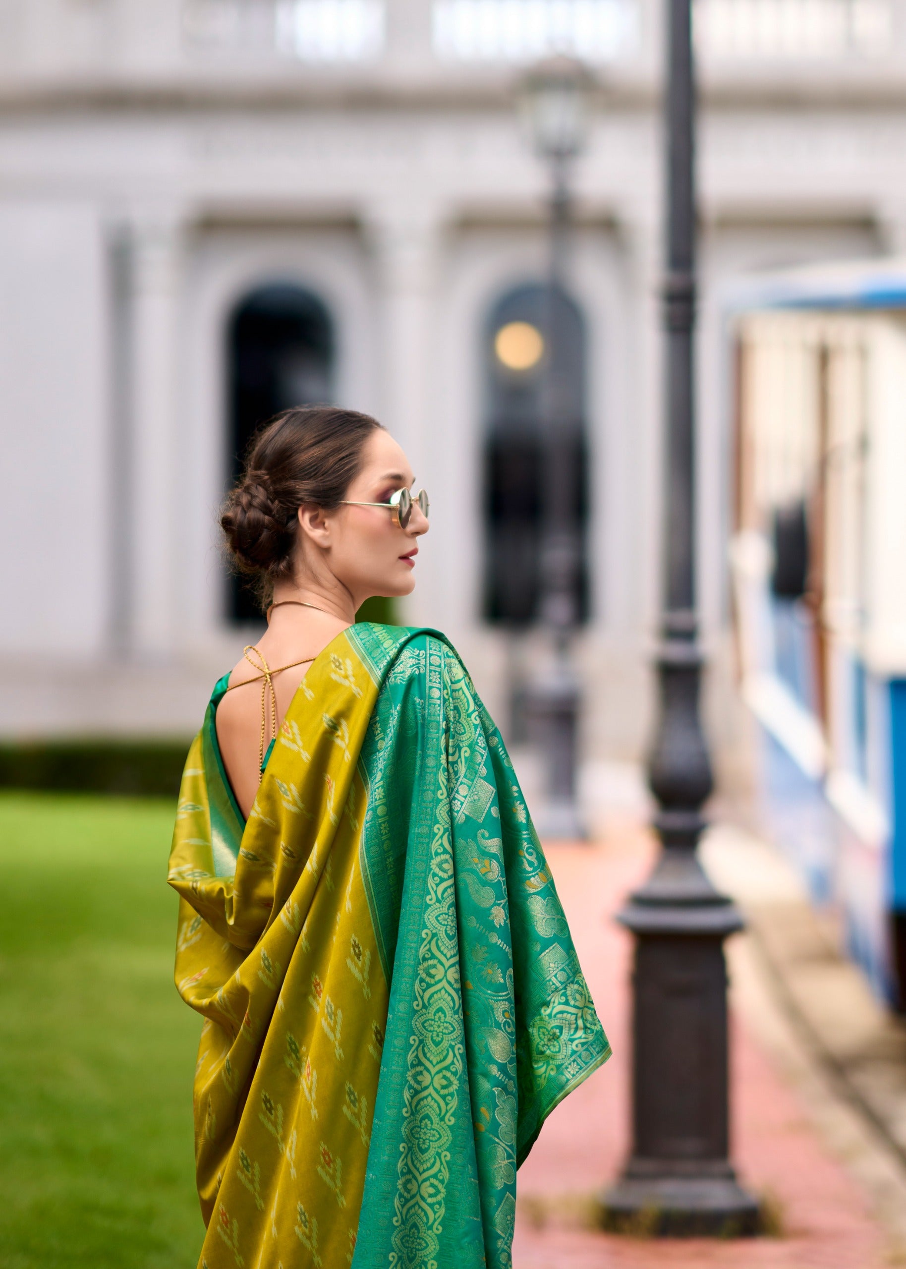Ethnic Motifs Woven Design Zari Pure Silk Ikat Saree