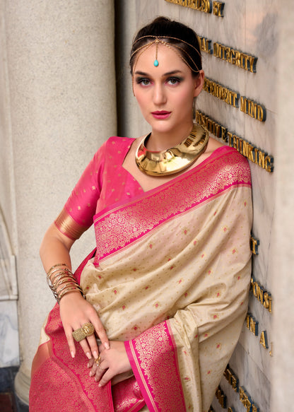 Ethnic Motifs Woven Design Pure Silk Kanjeevaram Saree