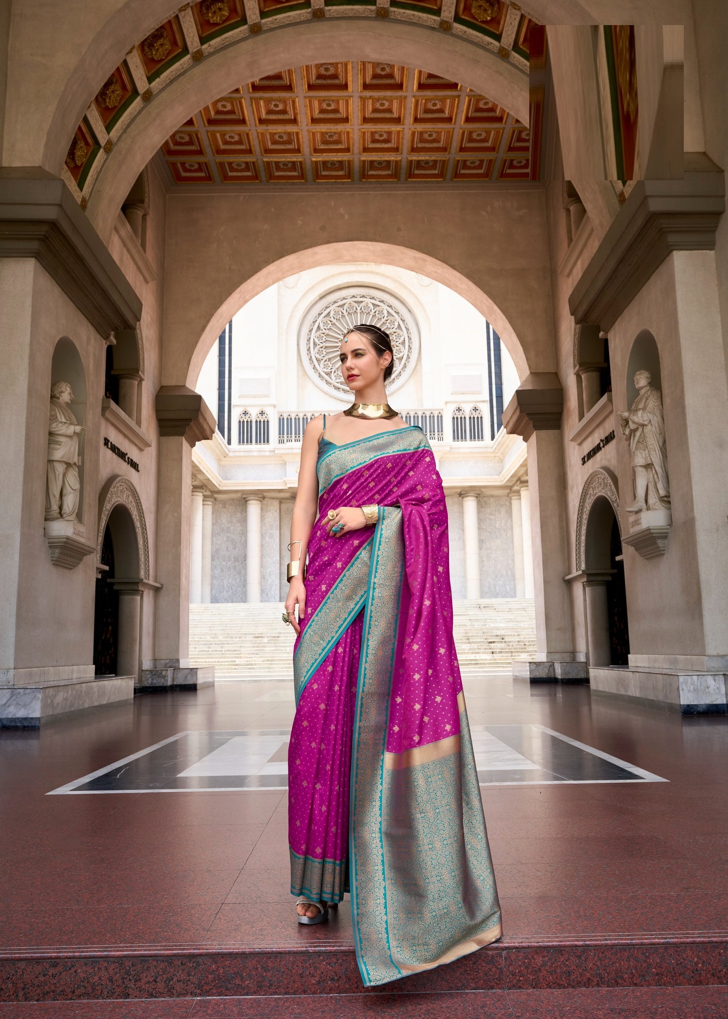 Ethnic Motifs Woven Design Zari Pure Silk Kanjeevaram Saree