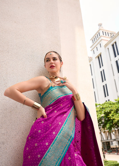 Ethnic Motifs Woven Design Zari Pure Silk Kanjeevaram Saree