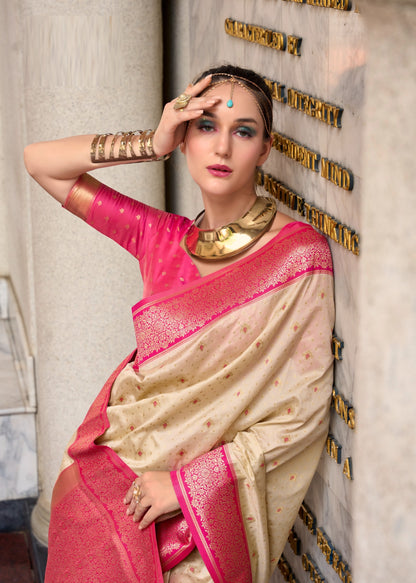Ethnic Motifs Woven Design Pure Silk Kanjeevaram Saree